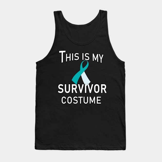 Cervical Cancer Teal Ribbon Survivor Halloween Costume Tank Top by Scarebaby